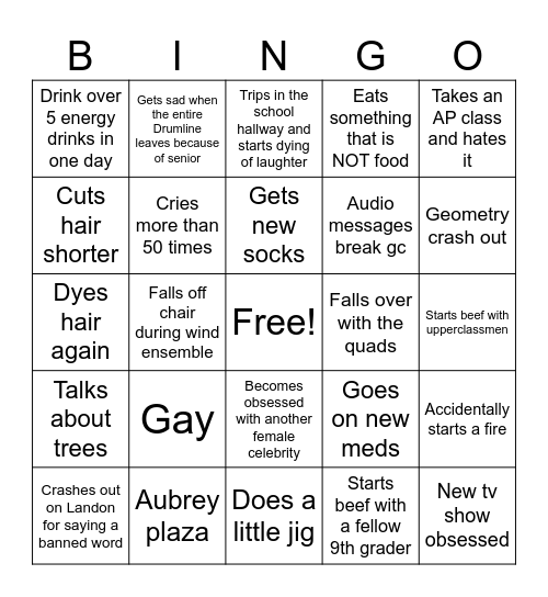 Ashton Bingo Card