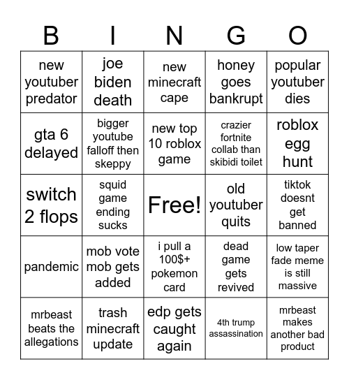 2025 Bingo Board Bingo Card