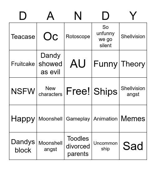Dandys world tiktok Bingo Card