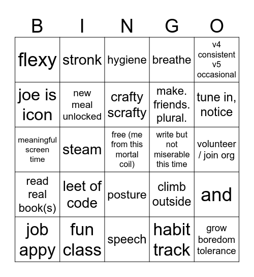 it just has to be more than before | echo 2025 Bingo Card
