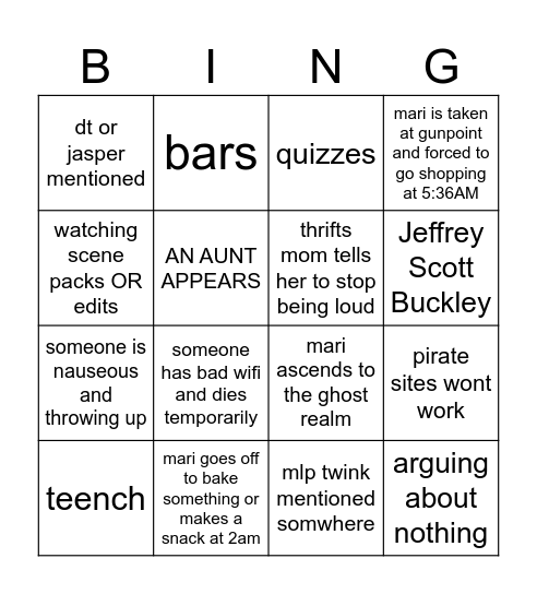 hyperbeam bingo Card