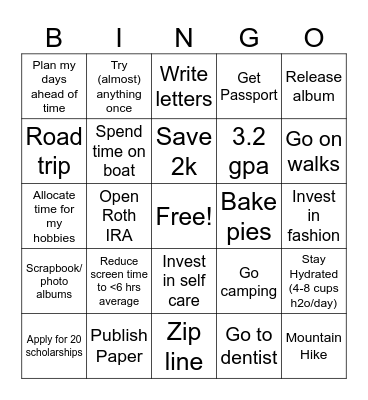New Years 2025 Bingo Card