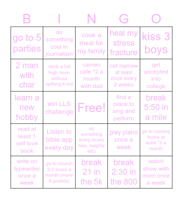 2025 Goals Bingo! Bingo Card
