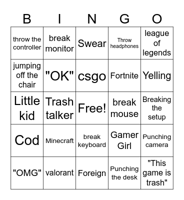GMR Bingo Card