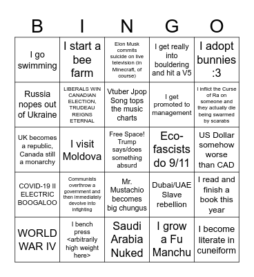 2025 Moneyshots Bingo Card
