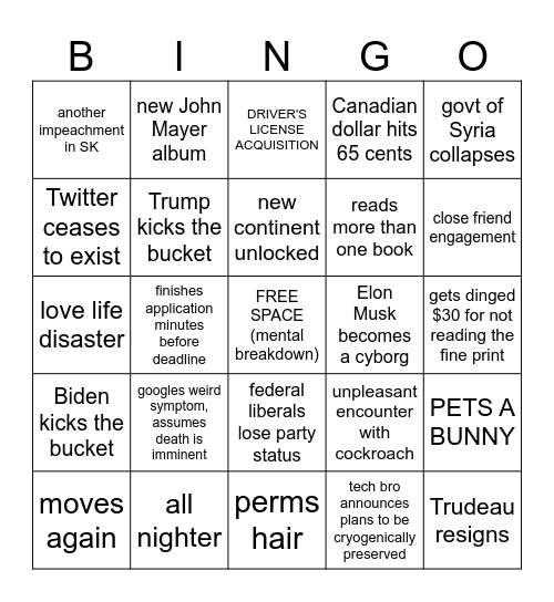 ELAINE'S 2025 Bingo Card