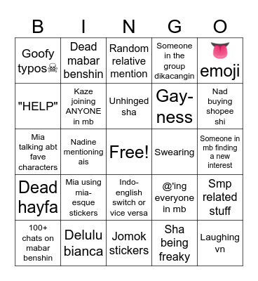 Mabar benshin bingo Card