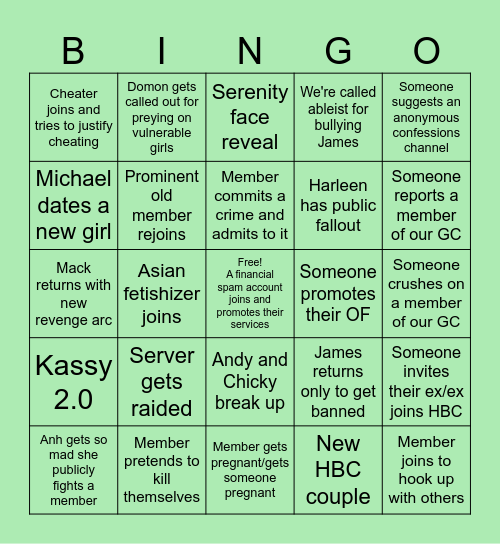 Bingo 2025 Bingo Card