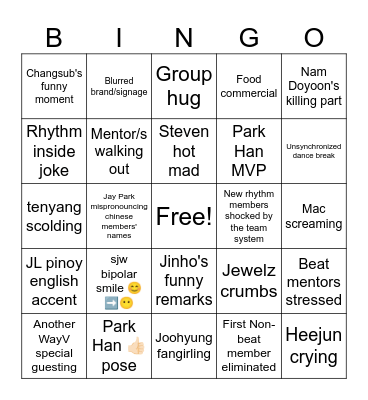 Universe League (SEVEN) pt. 2 Bingo Card