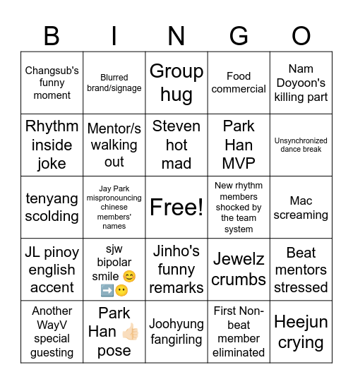 Universe League (SEVEN) pt. 2 Bingo Card
