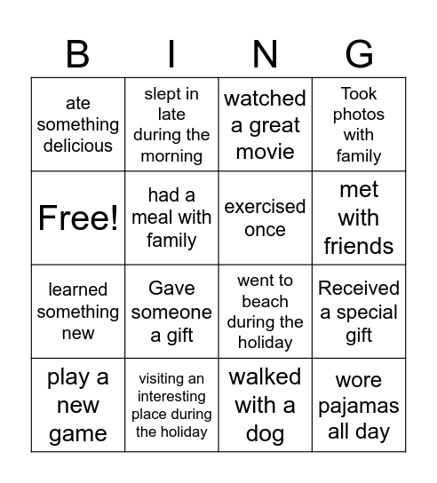 Find someone who......... Bingo Card