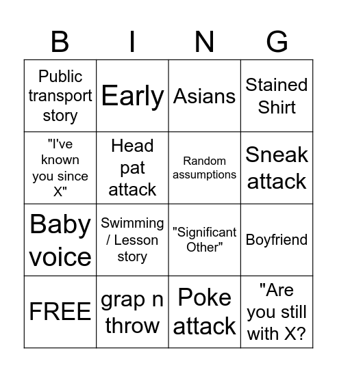 Hussein Bingo Card