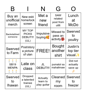 January Bingo Card