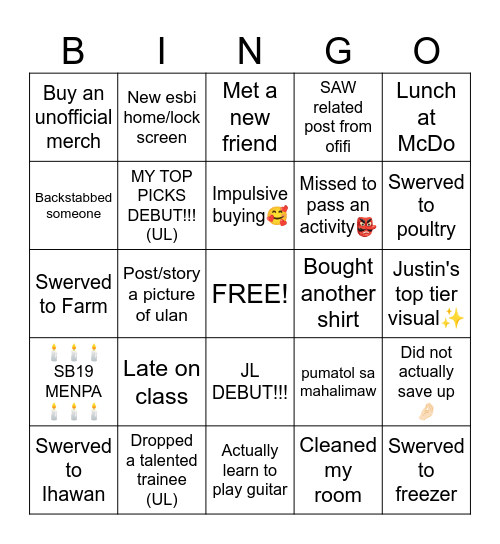 January Bingo Card