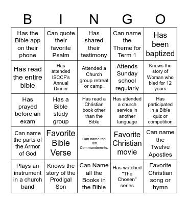 Christian Bingo Card