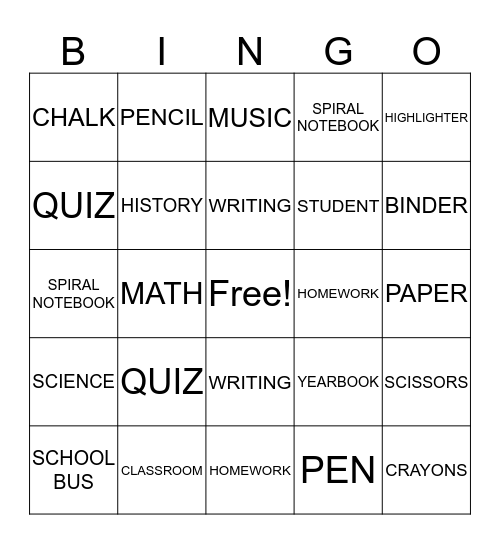 BACK-2-SCHOOL BINGO Card