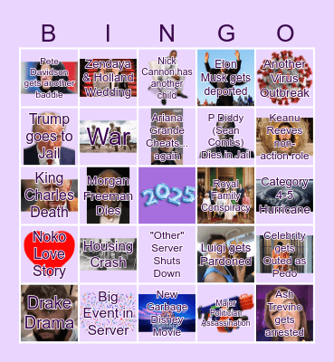 2025 Predictions Bingo Card