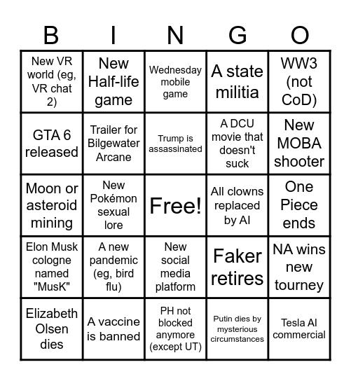 2025 Bingo Sheet Bingo Card