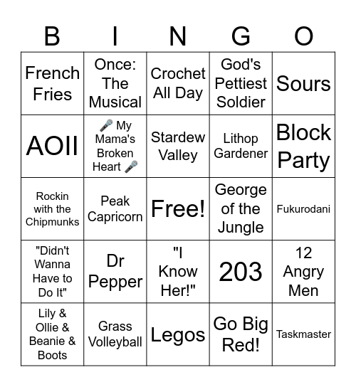 I•40 BINGO Card
