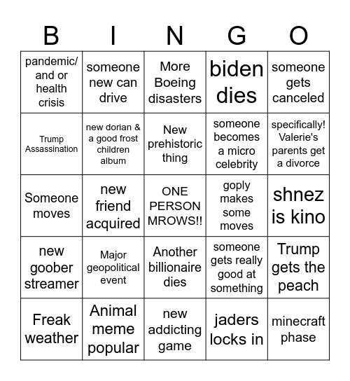 2025 bingo Card