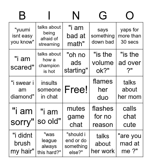 yearly annie stream Bingo Card