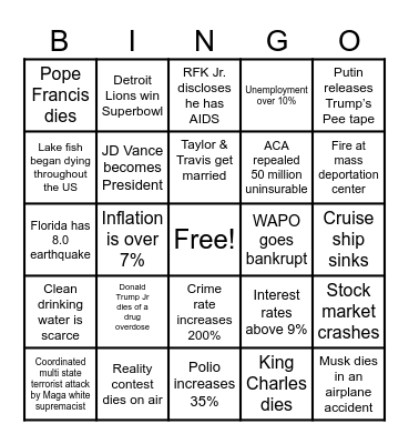 2025 Bingo card Bingo Card