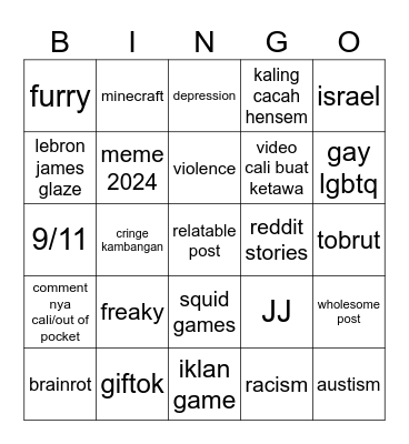 insta reels Bingo Card