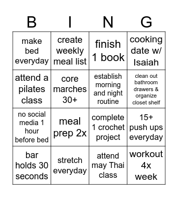 January Bingo Card