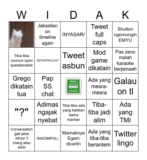 WISDAK Bingo Card