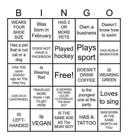 Raj’s 50th Birthday, 2025 Bingo Card