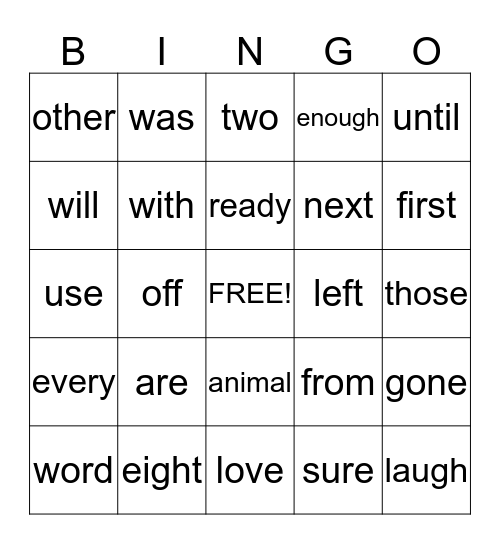 Second Grade- Level 8  Bingo Card