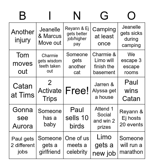 2025 Bingo Card