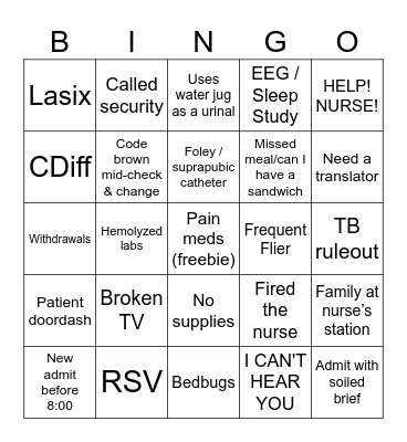 Med Tele Bingo Card