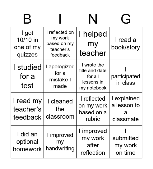 Term 2 BINGO Card