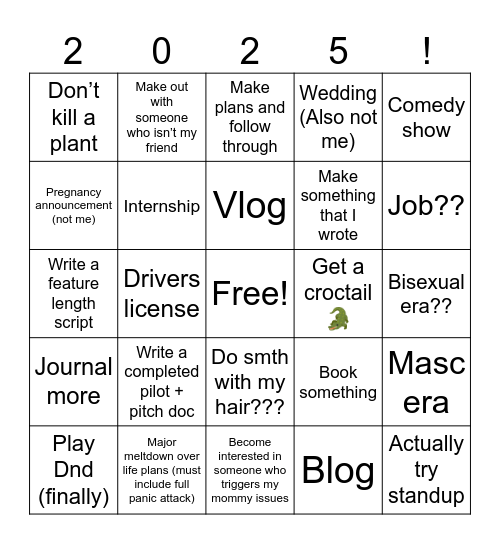 Goals and predictions Bingo Card