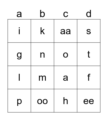 Hanna's letter-party Bingo Card