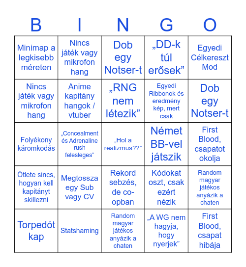 Wows Streamer Bingo Card