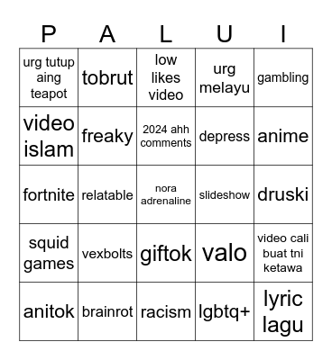 bingo tiktok Bingo Card