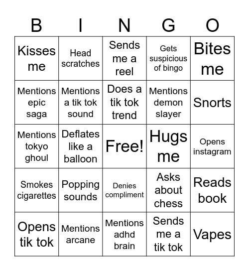 Alix bingo Card