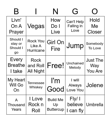 Music Bingo Card