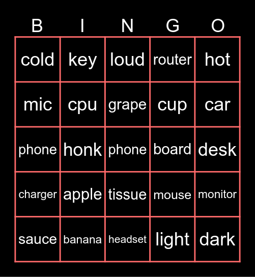 test Bingo Card