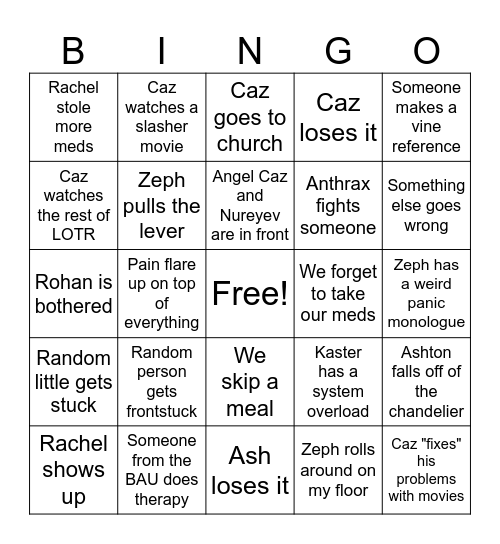 Crisis Bingo Card