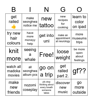 Ankis delulu whatever Bingo Card
