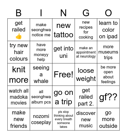 Ankis delulu whatever Bingo Card