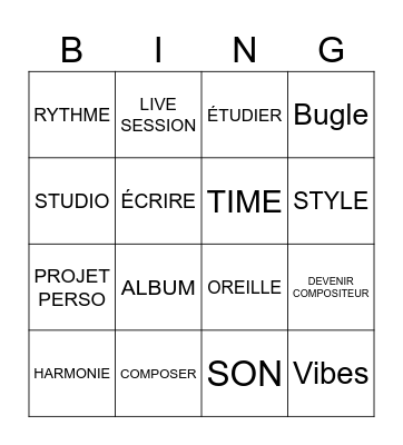 2025 - MUSIQUE Bingo Card