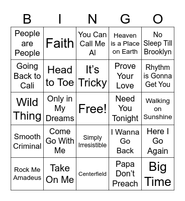 1985-1989 Bingo Card