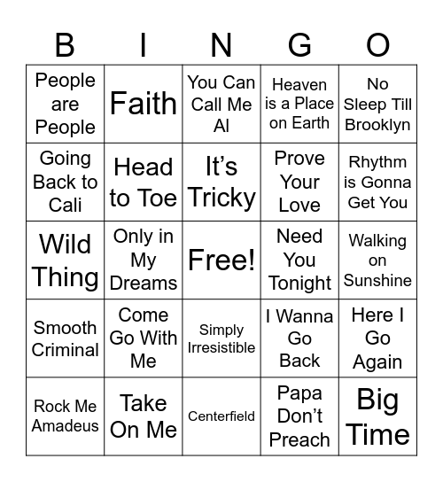 1985-1989 Bingo Card