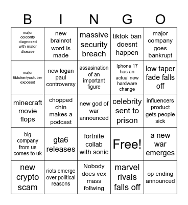 2025 Bingo Card