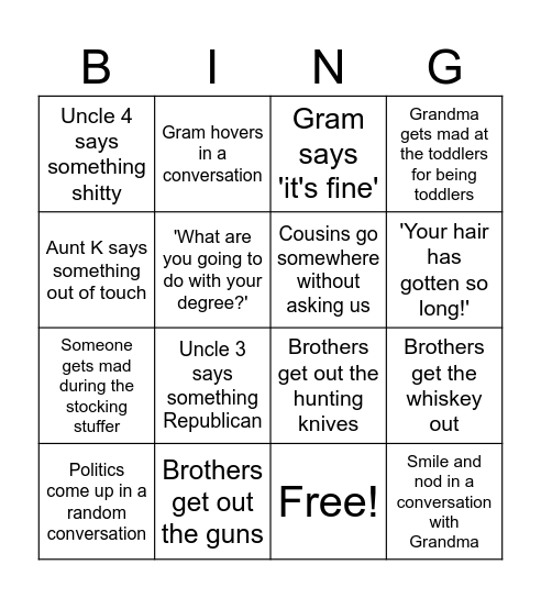 Merry Christmas Bingo Card