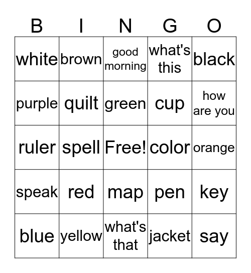 Starter Units 1~3 Bingo Card